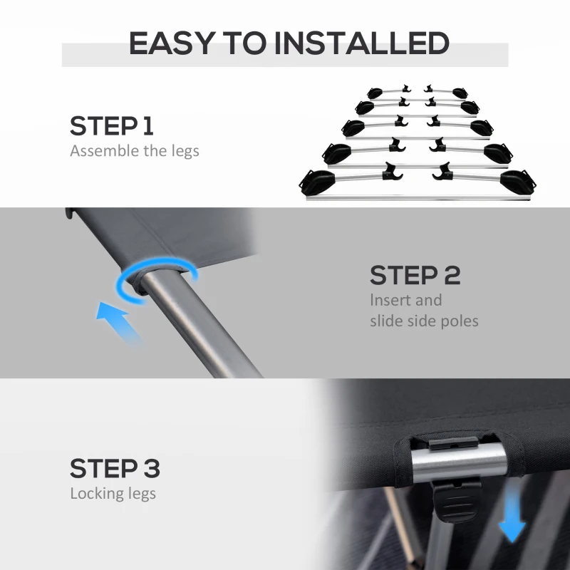 Outsunny Lightweight Camping Bed, Aluminium Portable Camp Cot Sleeping Bed w/ Strong Support 150kg and Carry Bag for Adults Outdoor Overnighter Camping, Hiking, Travel, RV