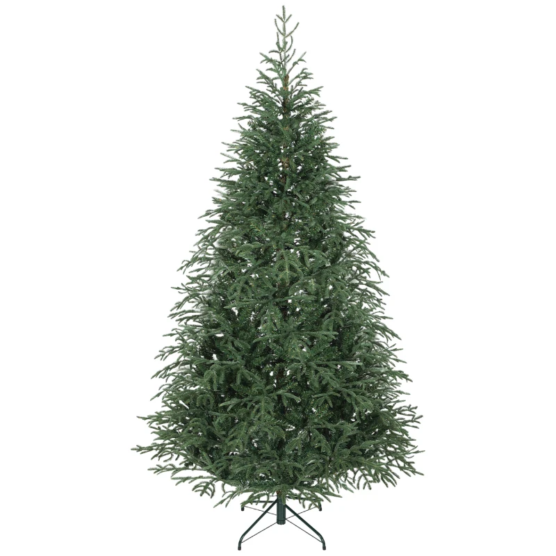 HOMCOM 210 cm Artificial Christmas Tree with 2942 Realistic Fireproof Tips, Foldable Metal Base