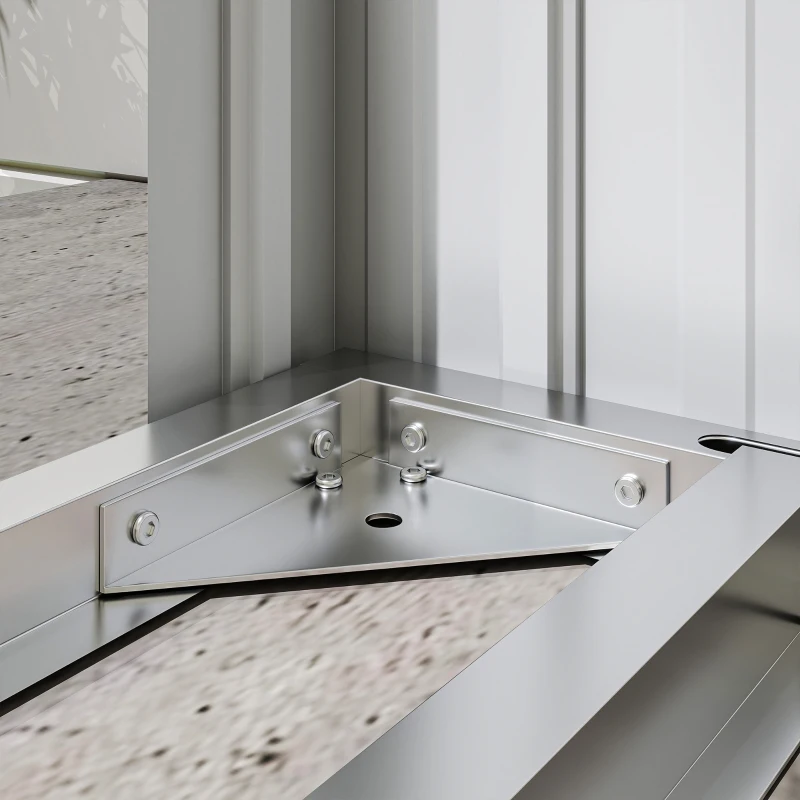 Outsunny Legnaia con pavimento rialzato e tetto inclinato, in acciaio zincato 213x66,5x150cm Grigio