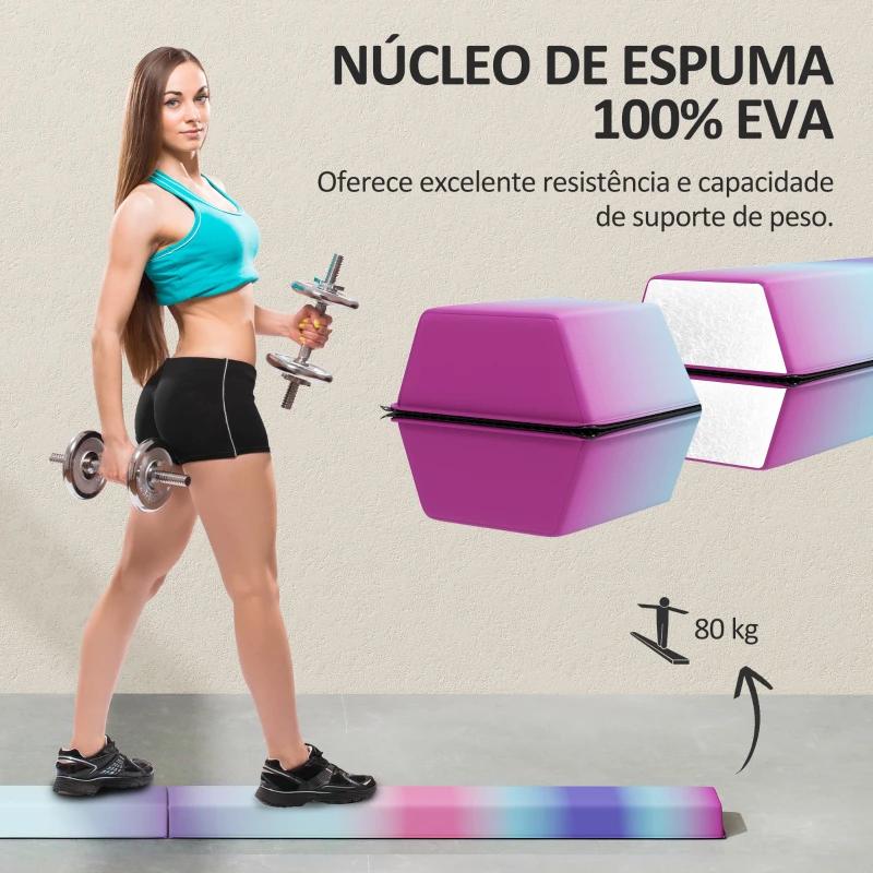 SPORTNOW Barra de Equilíbrio de Ginástica Dobrável 236 cm com Base Antiderrapante Viga de Equilíbrio para Treino em Casa Multicor