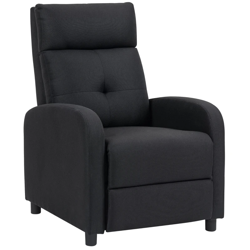 HOMCOM Poltrona Relax Reclinável até 155° Poltrona Reclinável Manual para Pessoas com Altura Inferior 195 cm 67x87x98 cm Preto
