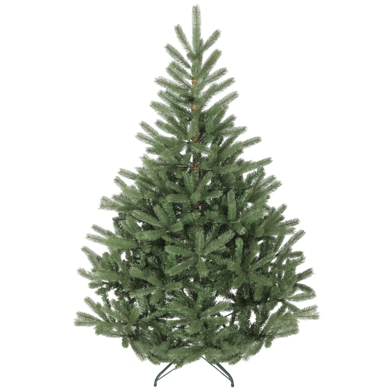 HOMCOM Artificial Christmas Tree, 180 cm, Dense Branches, Realistic Appearance, Flame-Retardant, Plastic, Metal, Green