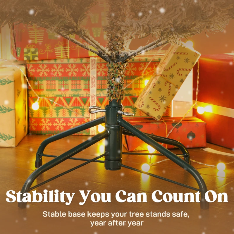 HOMCOM Artificial Snow-Flocked Christmas Tree 150 cm, Christmas Tree with 828 Branch Tips, Foldable Metal Stand, Green