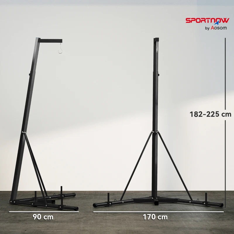 SPORTNOW Suporte para Saco de Boxe de Pé Suporte para Saco de Boxe Dobrável com Altura Ajustável 170x90x182-225 cm Preto