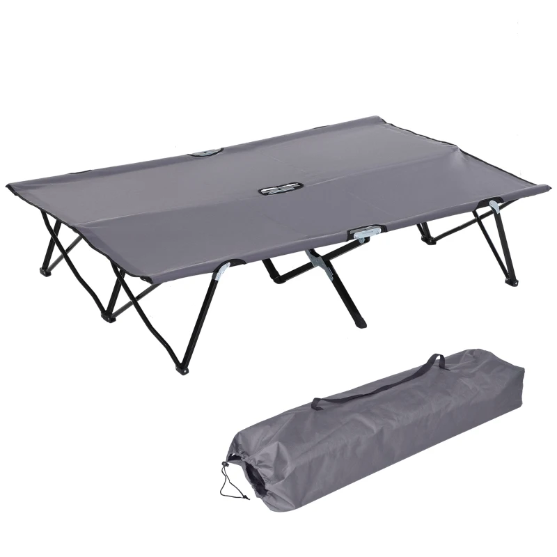 Outsunny Campingliege, Campingbett für bis zu 2 Personen, 193L x 125B x 40H cm, Grau