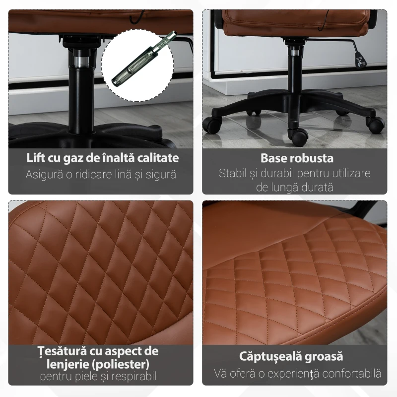 Vinsetto Scaun Birou Masaj – Maro, Reglabil, Piele Ecologica(m-8)