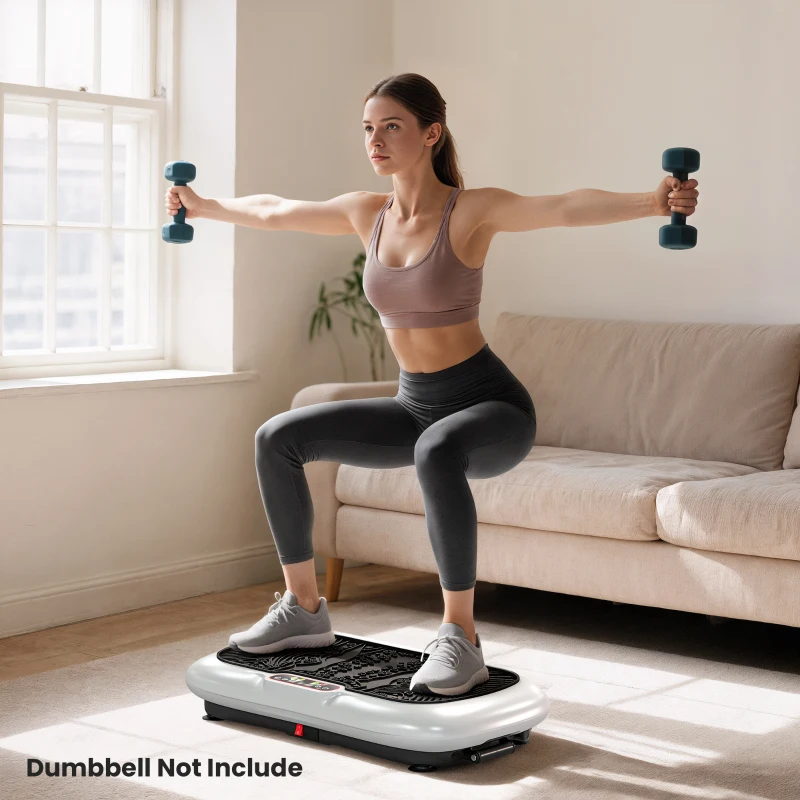 HOMCOM Trilplaat met 99 Niveaus, 2 Fitnessbanden 73 x 40 x 13cm Wit+Zwart