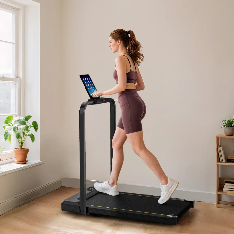 SPORTNOW Klappbares Laufband mit Neigung Unter dem Schreibtisch 2-in-1 mit 2,0 PS 6 km/h LED-Display Fernbedienung Schwarz