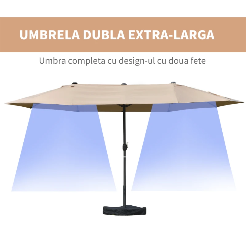 Outsunny Umbrele de Gradina Dublă 460x270cm, Manuală, pentru Grădină, Familie, Negru