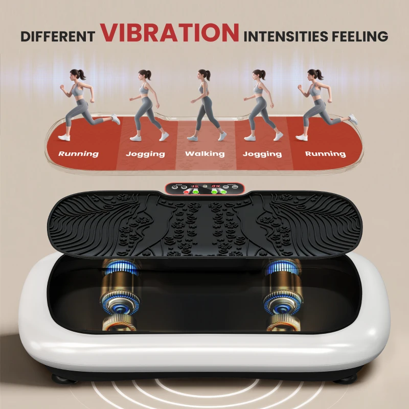 HOMCOM Trilplaat met 99 Niveaus, 2 Fitnessbanden 73 x 40 x 13cm Wit+Zwart