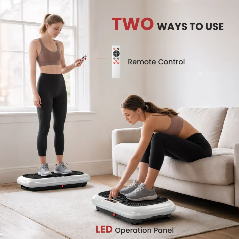 HOMCOM Trilplaat met 99 Niveaus, 2 Fitnessbanden 73 x 40 x 13cm Wit+Zwart