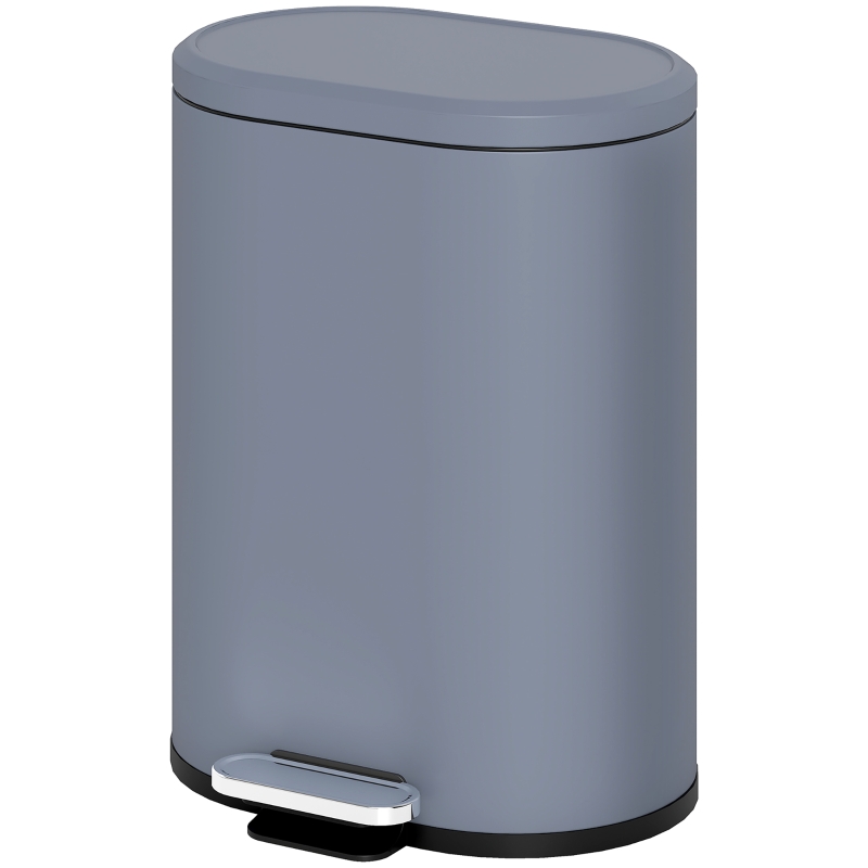 HOMCOM Bidone della spazzatura da 6L a pedale, in metallo, con secchiello interno e coperchio a chiusura morbida, 24,5x21,5x29,5cm, Grigio