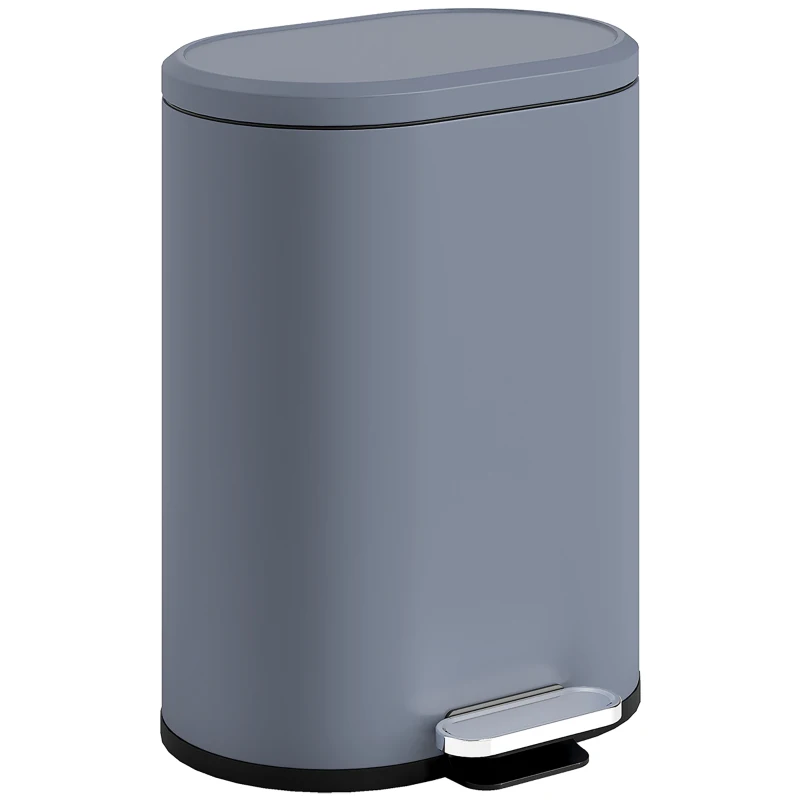 HOMCOM Cubo de basura de cocina 6L, cubo de basura con pedal de metal con cubo interior, tapa de cierre suave, 24,5x21,5x29,5cm, gris