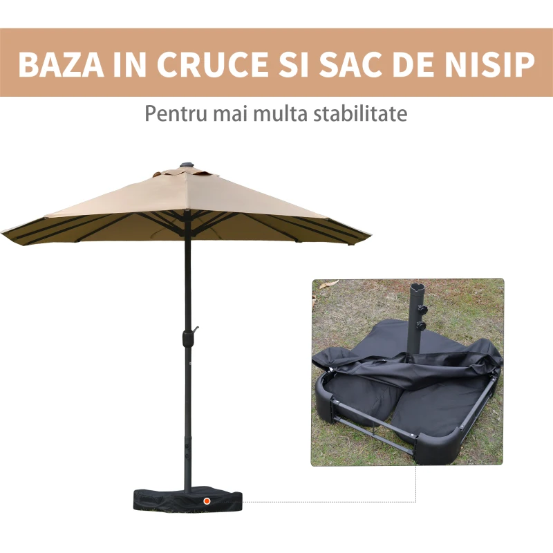 Outsunny Umbrele de Gradina Dublă 460x270cm, Manuală, pentru Grădină, Familie, Negru