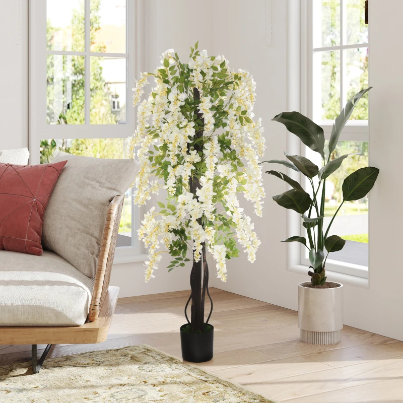 Outsunny planta artificiala realista, 165 cm, alba(m-5)