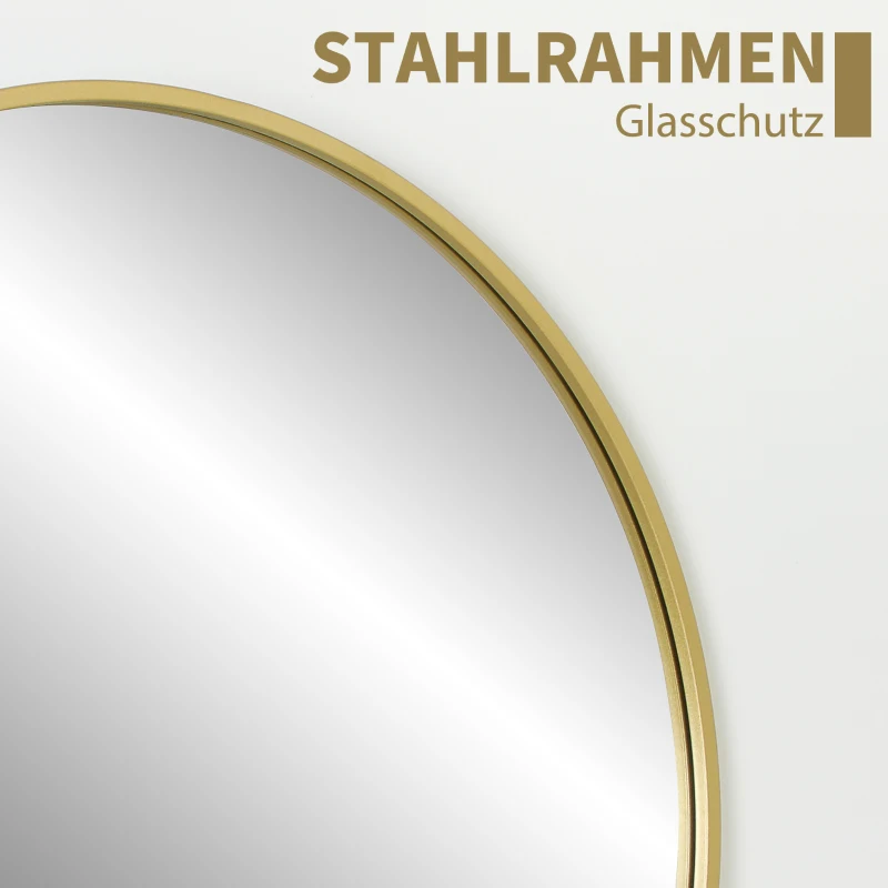 HOMCOM 70 x 70 cm ronde Badkamerspiegel, Wandmontage, gouden Frame