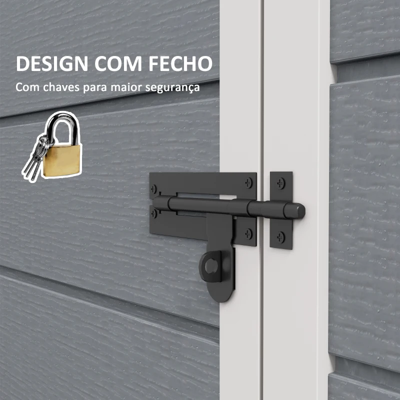 Outsunny Abrigo de Jardim 1,14 m² 151x92x193 cm Abrigo de Exterior Metálico com Chão Porta de Correr Janela e Teto Inclinado Cinzento