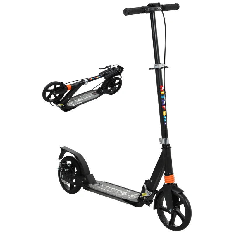 AIYAPLAY Monopattino per bambini, pieghevole, manubrio con 4 regolazioni in altezza, 94 x 36 x 88-103 cm, Nero