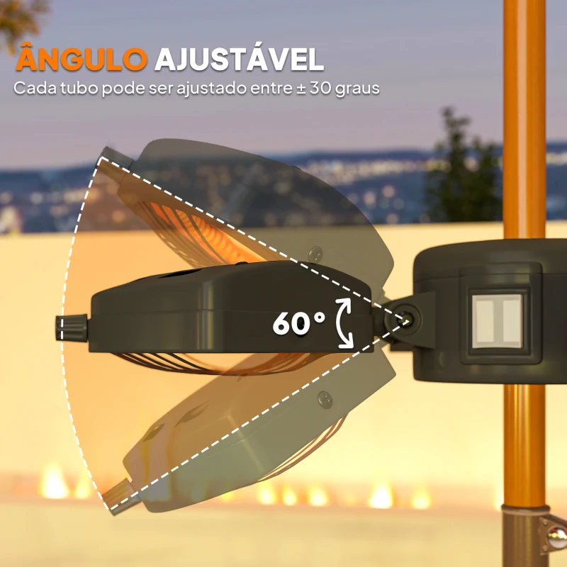 Outsunny Aquecedor por Infravermelhos para Chapéu de Sol 2400W Aquecedor Exterior Elétrico de Alumínio com 3 Níveis de Aquecimento Ø55x8 cm Preto