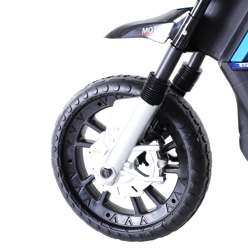 HOMCOM Motocicletă Electrică pentru Copii 6V cu Rotile și Faruri Albastru și Negru(m-9)