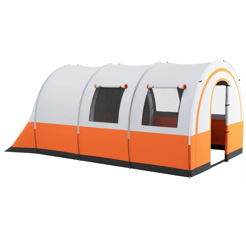 Outsunny Campingzelt bis 6 Pers., Familienzelt, separate Bereiche, wasserdicht, Cremeweiß