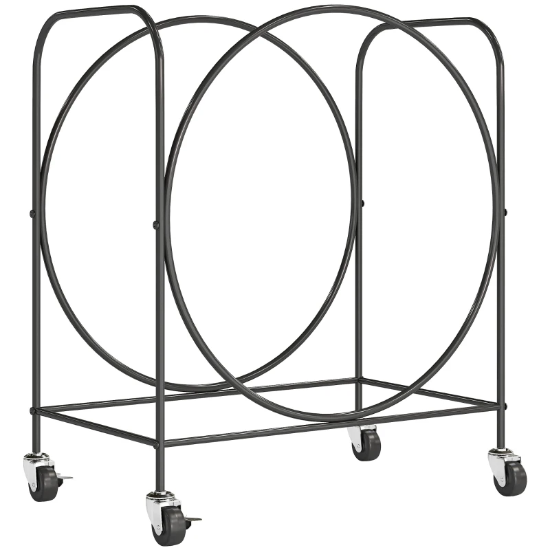 Outsunny Porte-bûches Extérieur Métallique pour Cheminée avec Roues pour Intérieur et Extérieur 51x30x60 cm Noir