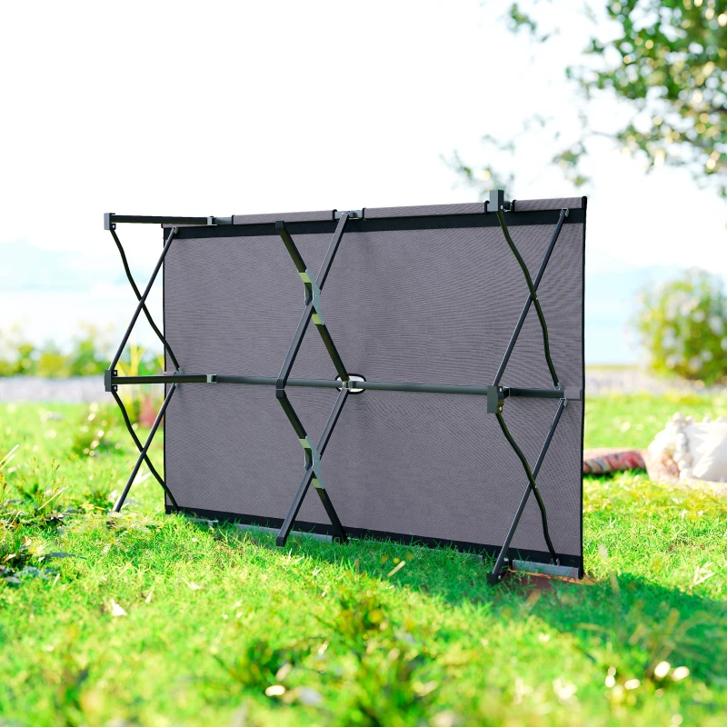 Outsunny Lit de camp pliable double 2 personnes 193 x 125 x 40 cm polyester Oxford métal gris