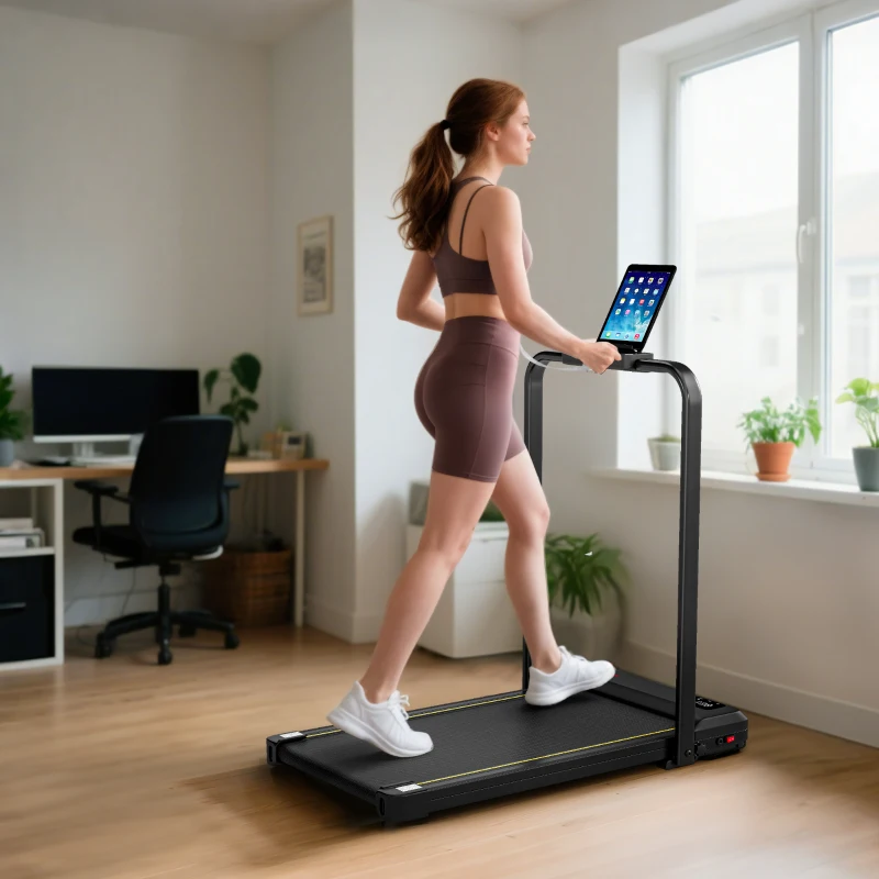 SPORTNOW Tapis de Course Pliable Incliné Sous le Bureau 2 en 1 avec 2.0HP 6 km/h Écran LED Télécommande Noir