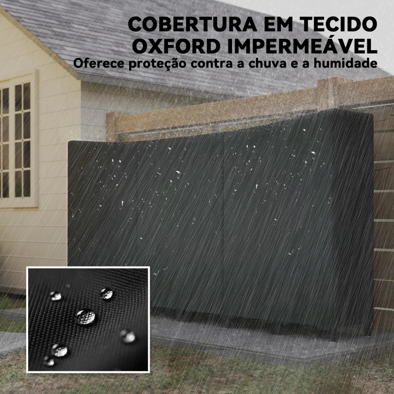 Outsunny Suporte de Lenha Metálico 235x31x116 cm para Exterior com Capa Impermeável  e Estrutura de Aço Preto