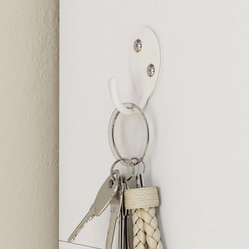 HOMCOM Garderobe mit Regal, Bank, Haken, Schuhfächern, Spanplatten, MDF, Weiß(m-9)