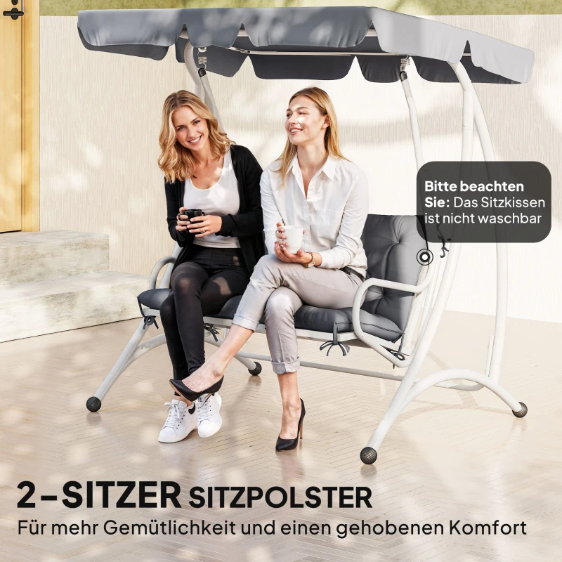Outsunny kussen voor tuinbank bankkussen voor hollywoodschommel kussen bank grijs