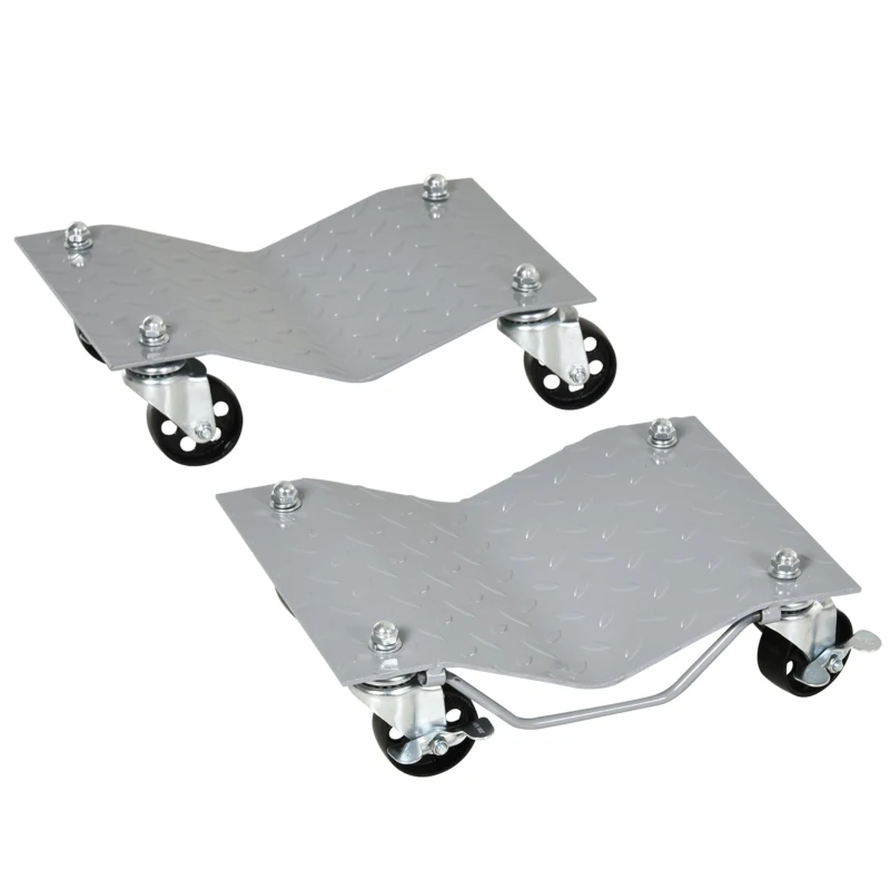 DURHAND Set of 2 Vehicle Dolly With Uniersal Casters, Easy to Moving a Car Rated at 680KG