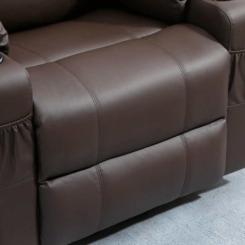 HOMCOM Massagesessel mit Aufstehhilfe, Liegefunktion, Kunstleder, bis 150 kg, 88 x 99 x 106 cm, Braun(m-10)