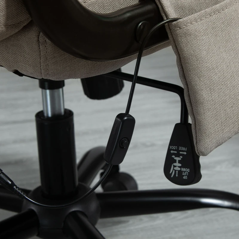 Vinsetto Silla de Oficina con Masaje Silla de Juego Ajustable en Altura Silla de Escritorio Ergonómica con Sensación de Lino Beige