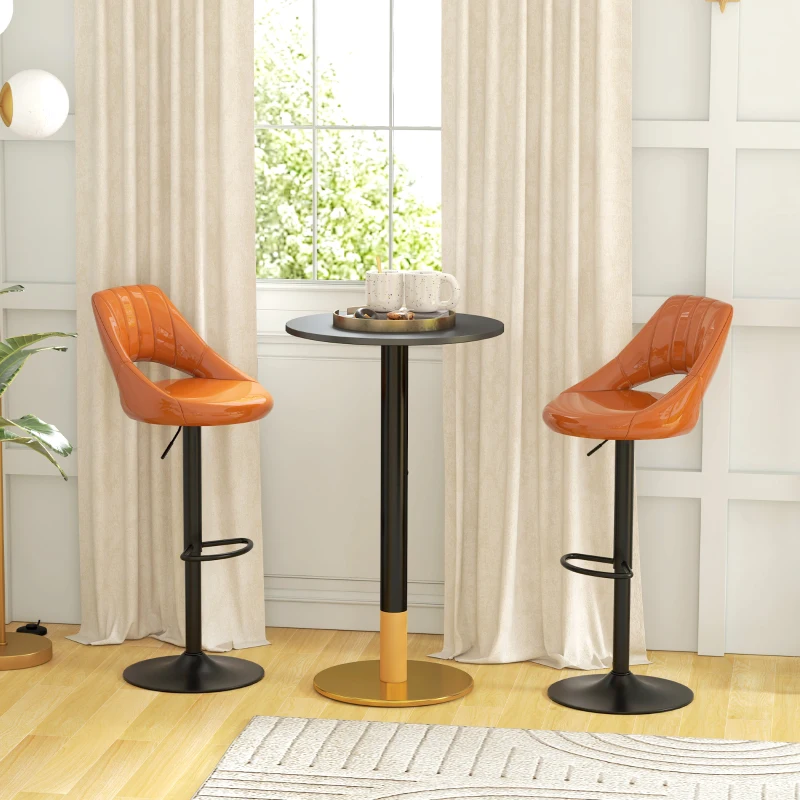 HOMCOM Table de bar ronde table de bistro table de cuisine style contemporain cadre en acier dim. 60L x 60l x 102H cm noir