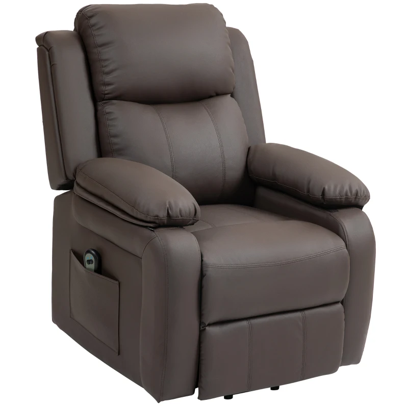 HOMCOM Poltrona Relax Levanta Pessoas com Controle Remoto Reclinação Elétrica de 160° Apoio para os Pés 76x90x105 cm Castanho Escuro