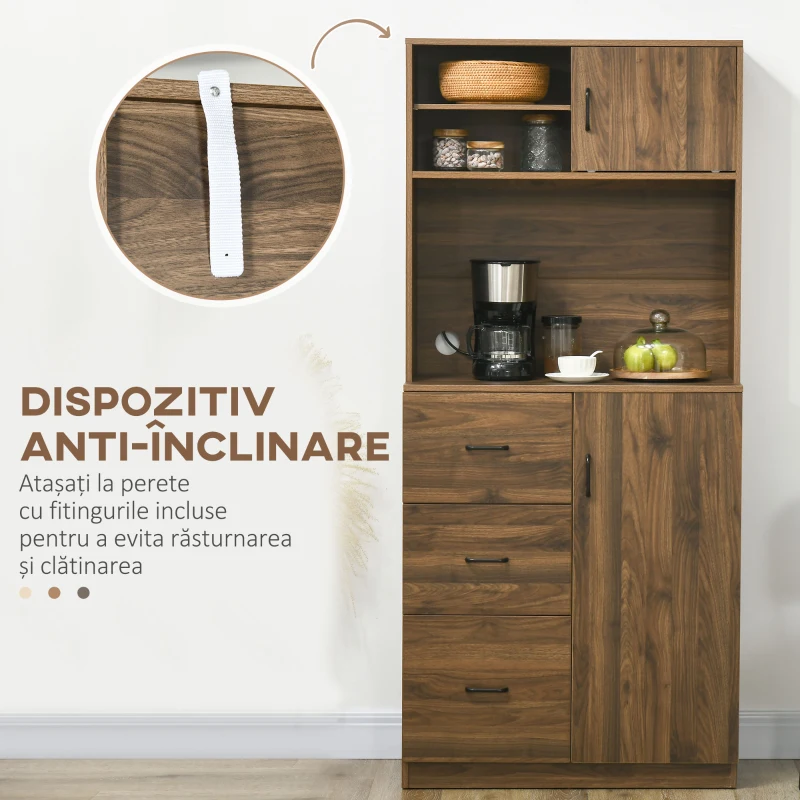 HOMCOM Dulap Modern cu 3 Sertare si dulapioare mobila camara din lemn(m-7)