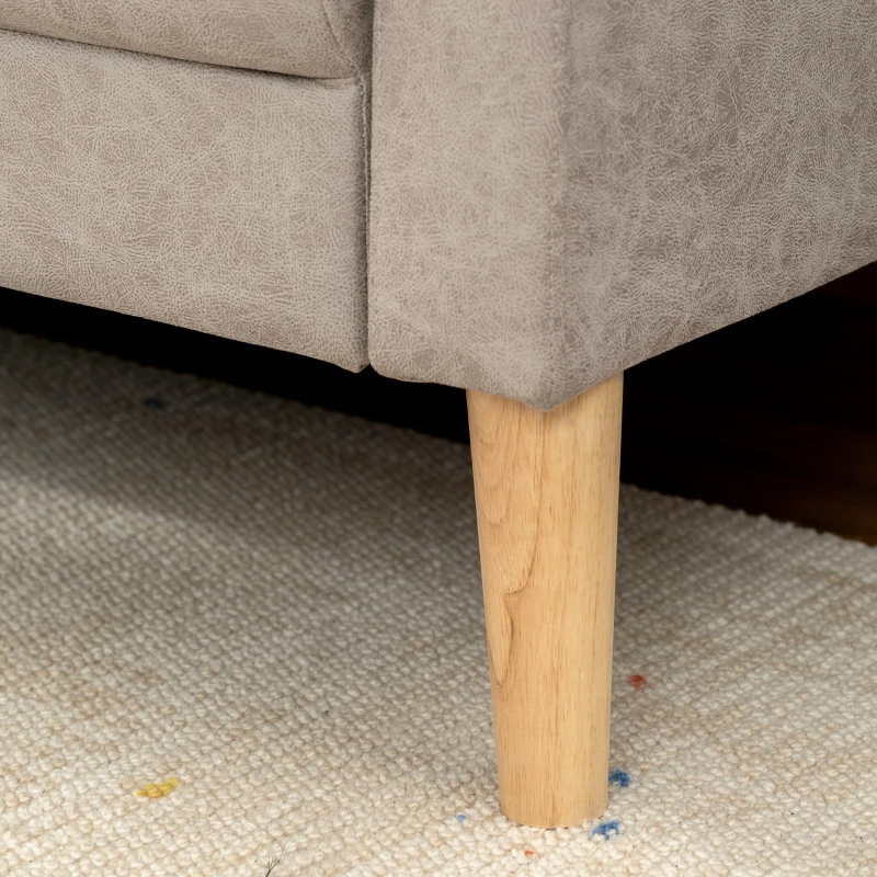 HOMCOM Sofá de 2 Plazas Tapizado en Microfibra con Patas de Madera Reposabrazos 130x78x85 cm Crema