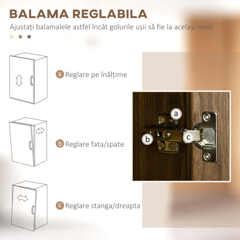 HOMCOM Dulap Modern cu 3 Sertare si dulapioare mobila camara din lemn(m-6)