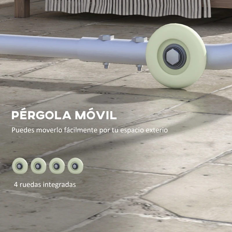 Outsunny Cenador de Jardín 3x3 m con Ruedas Protección UV 30+ Impermeable Sacos de Arena y Marco de Acero Gris Oscuro