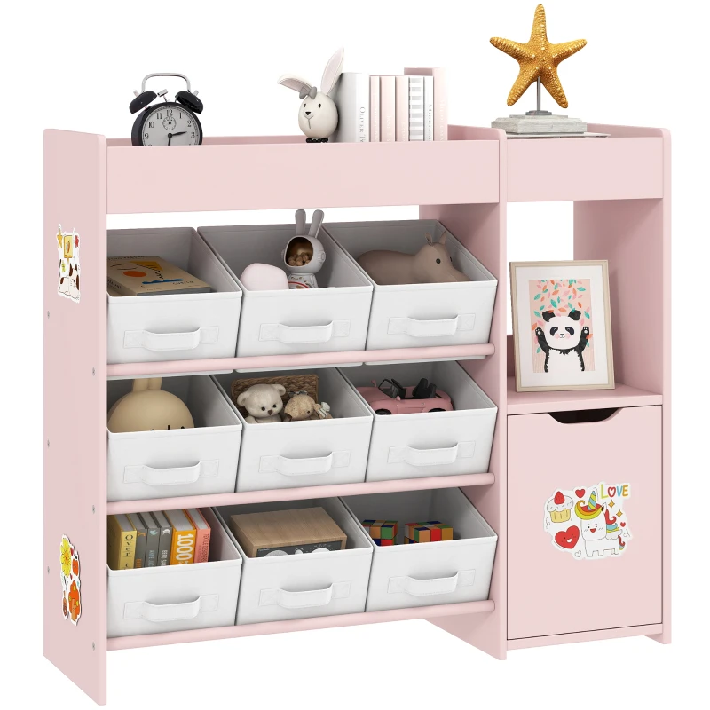 AIYAPLAY Aufbewahrungsregal für Kinder mit 9 Schubladen & Schrank, Rosa