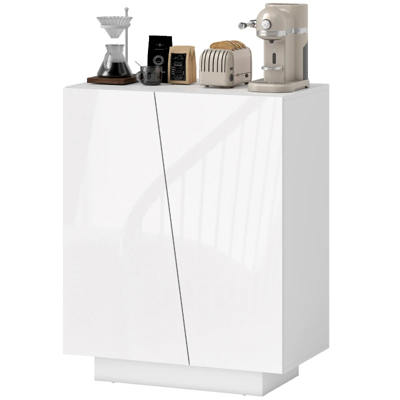 HOMCOM Buffet meuble de rangement avec placard double porte et étagère réglable, 70 x 40 x 88 cm, blanc brillant