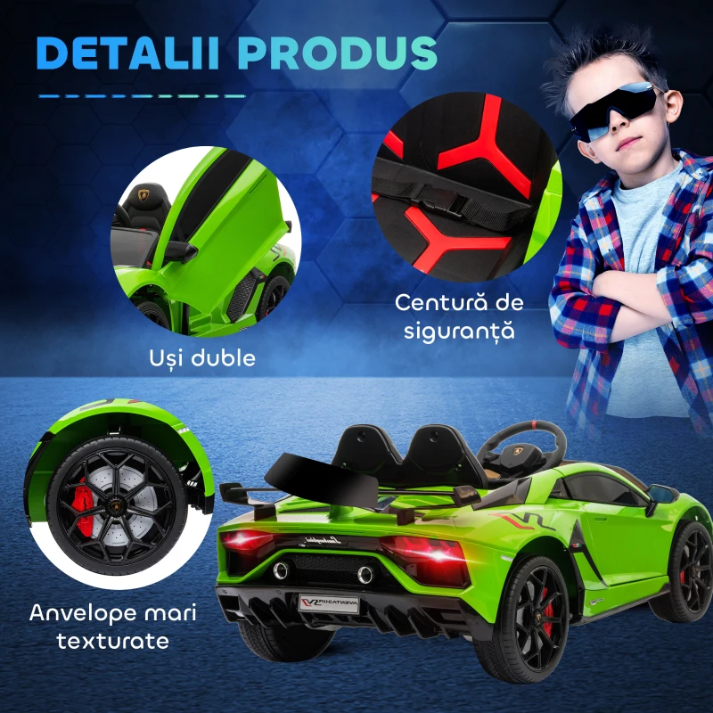 HOMCOM Masina Electrica de Copii, Lamborghini, Verde
