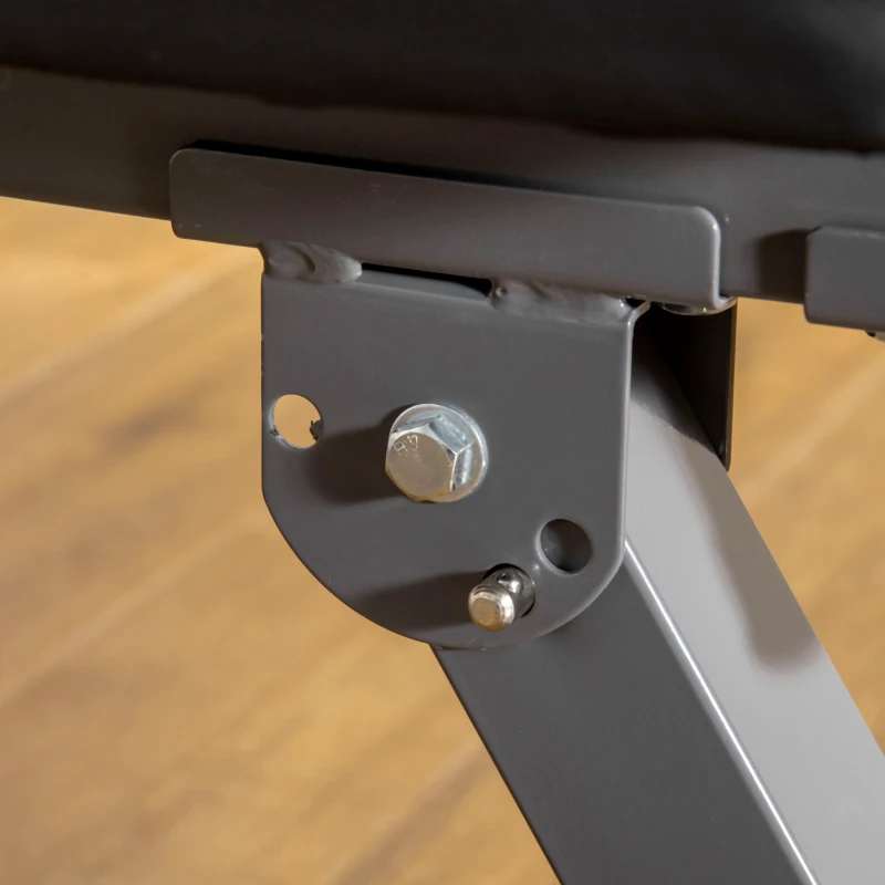 HOMCOM Hantelbank, 8 Positionen, klappbar, Stahlbasis, gepolstert, Kunstleder, 98-122H x 140L x 73B cm, Schwarz/Grau