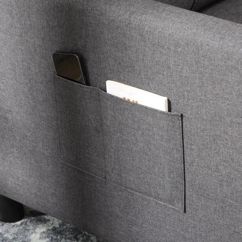 HOMCOM Fauteuil convertible 1 place 3 en 1 dossier réglable en 3 positions oreiller inclus 2 poches latérales 69x82x85cm gris(m-8)