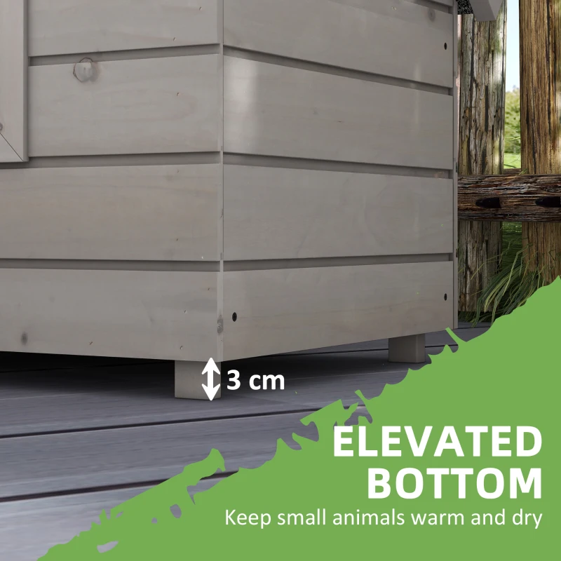 PawHut Cat House Cat Shelter with Asphalt Roof Cat Cave Pet House with Window for Cats Dogs Outdoor Winterproof Pine Wood Gray Black 87 x 52 x 44 cm