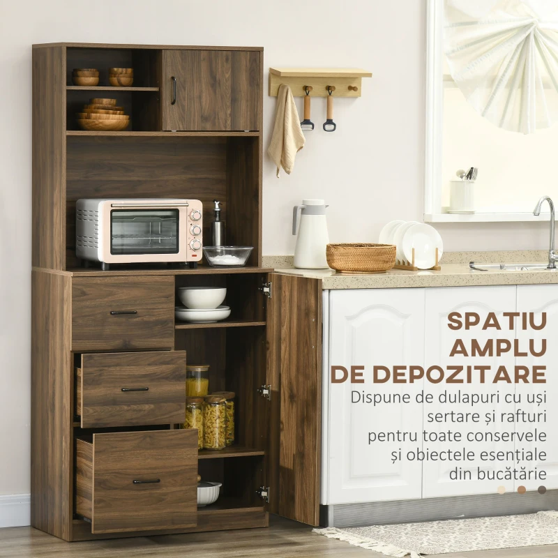 HOMCOM Dulap Modern cu 3 Sertare si dulapioare mobila camara din lemn(m-4)