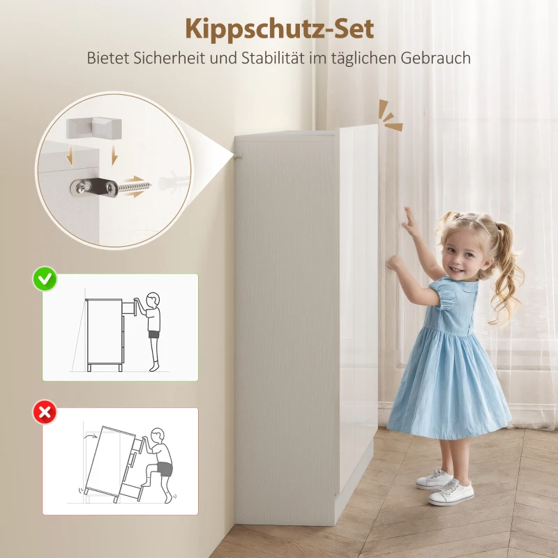 HOMCOM Schoenenkast met 10 planken voor 25-30 Paar Schoenen, Ventilatieopeningen, Soft-Close Deuren, Hout, Wit