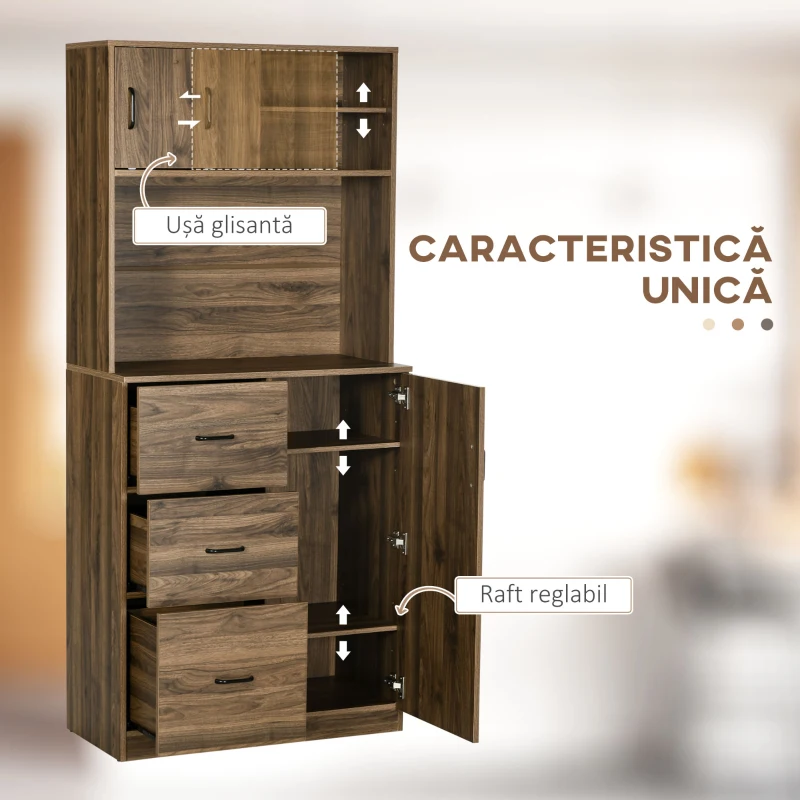 HOMCOM Dulap Modern cu 3 Sertare si dulapioare mobila camara din lemn(m-5)