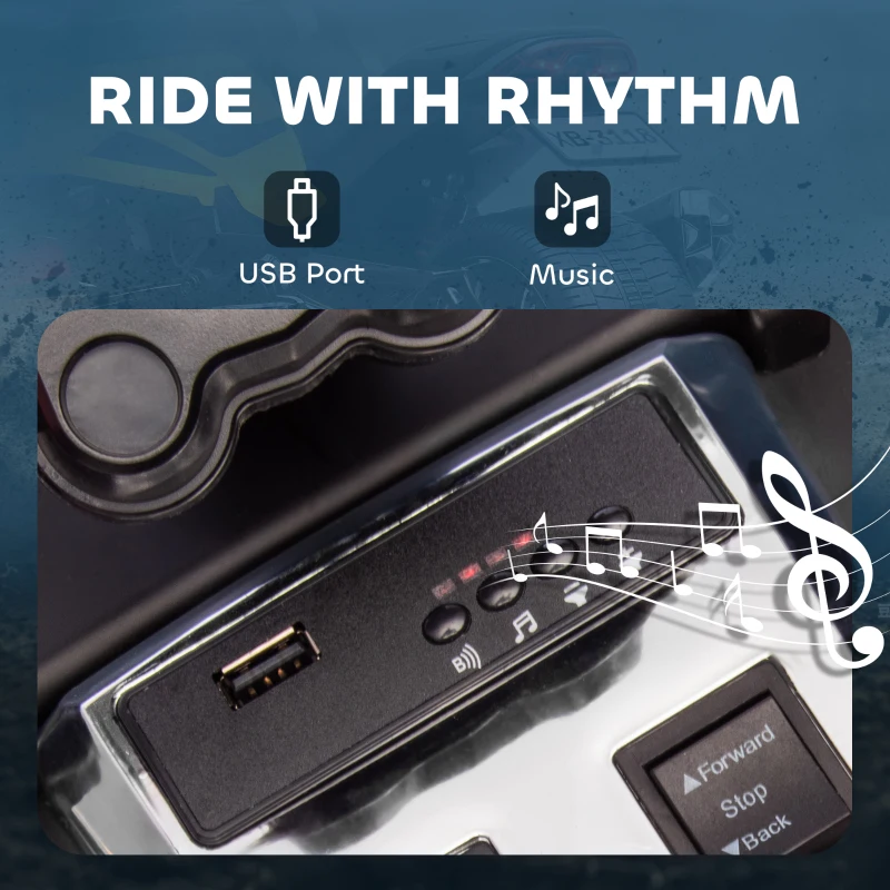 AIYAPLAY Quad Elettrico Bambini 12V su 3 Ruote, con MP3, LED, a 2 Velocità, Giallo